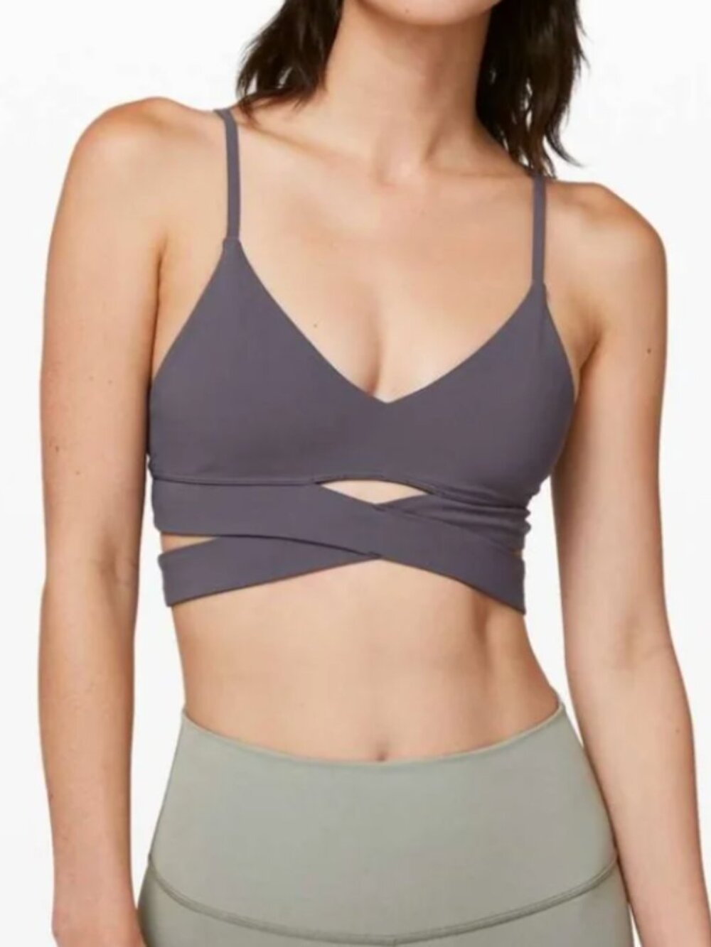 lululemon crisscross sports bra, dark gray, size 10